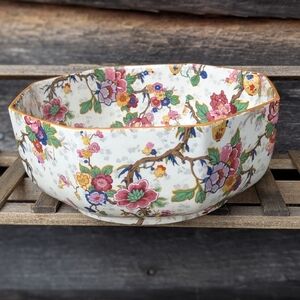 1926 Vintage Crown Ducal Ware England Chintz Octagonal Bowl 100-Year-Old